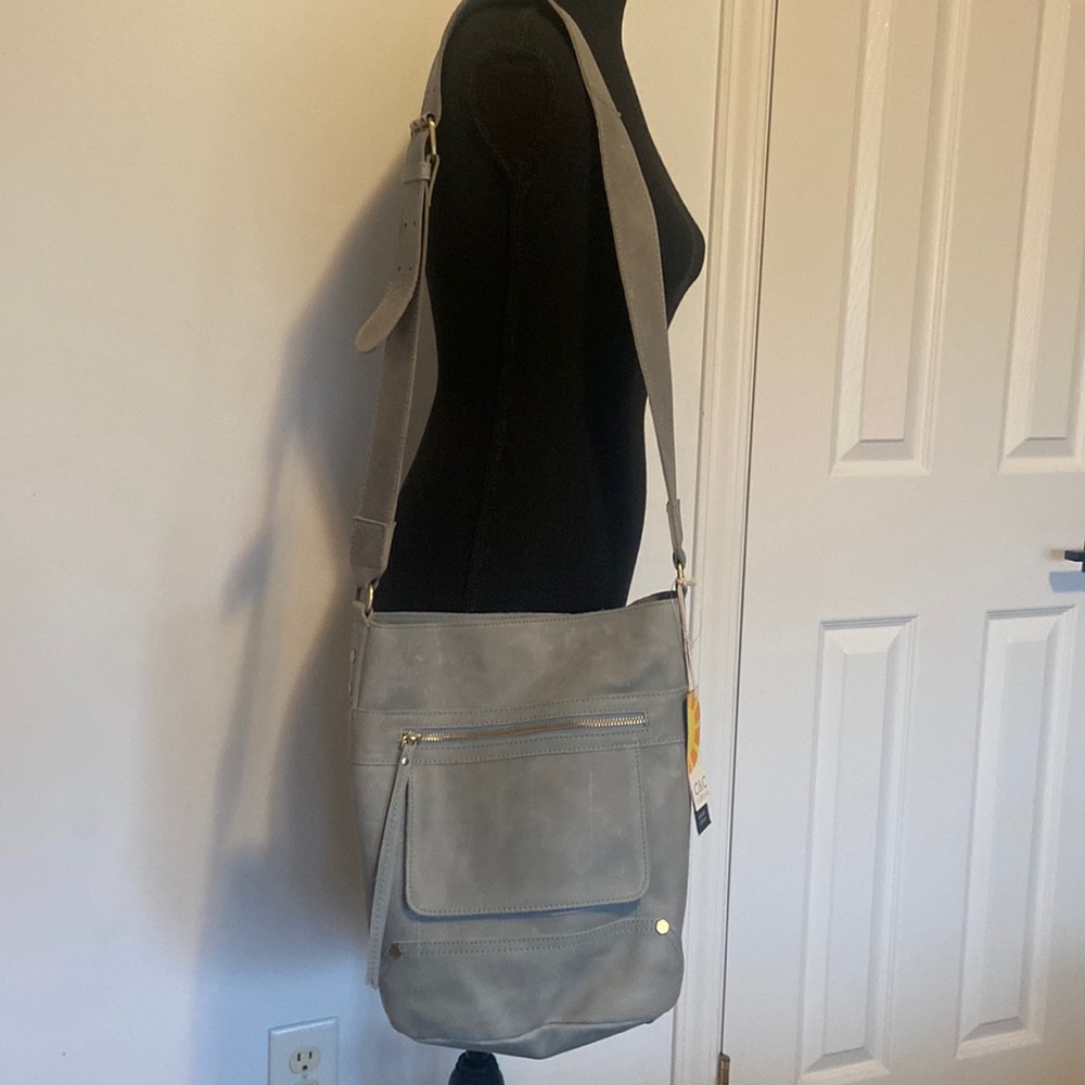 Grey leather purse